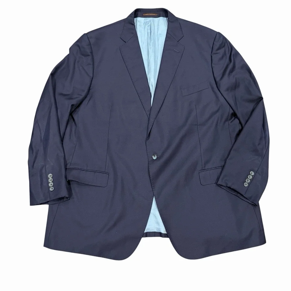 J. Hilburn 2 Piece Suit Mens Vitale Barberis 52L 42X29 Navy One Button Dual Vent